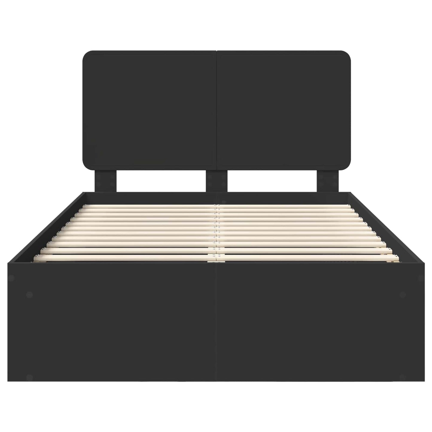 Bed Frame with Headboard Black 135 x 190 cm Solid Pine Wood