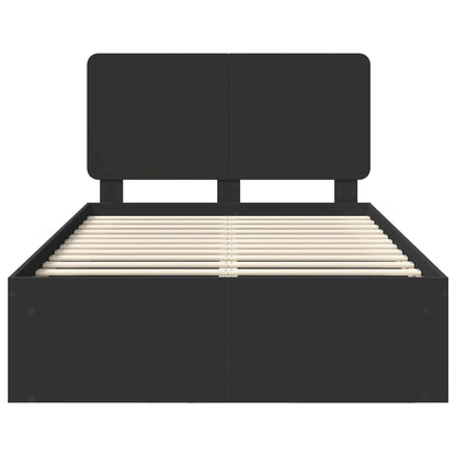 Bed Frame with Headboard Black 135 x 190 cm Solid Pine Wood