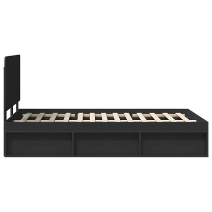 Bed Frame with Headboard Black 135 x 190 cm Solid Pine Wood