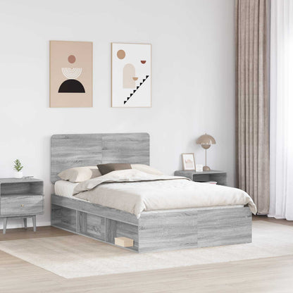 Bed Frame Grey Sonoma 135 x 190 cm Solid Pine Wood