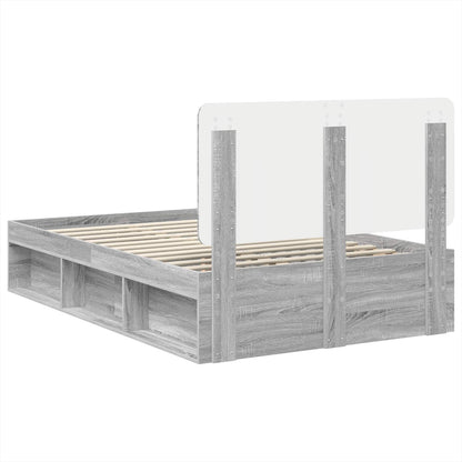 Bed Frame Grey Sonoma 135 x 190 cm Solid Pine Wood