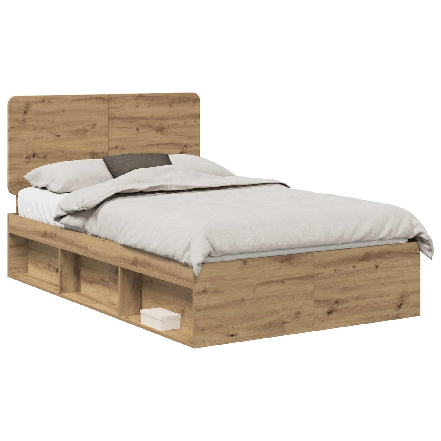 Bed Frame Artisian Oak 135 x 190 cm Solid Pine Wood