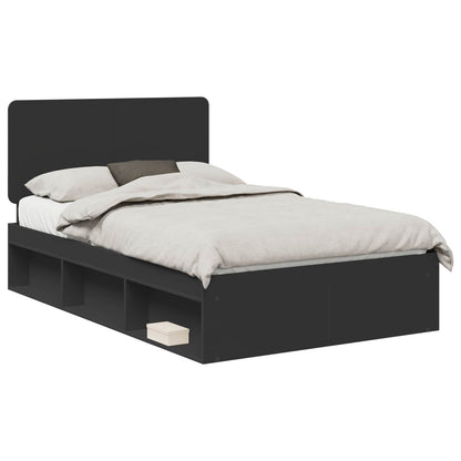 Bed Frame with Headboard Black 120 x 200 cm Solid Pine Wood