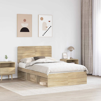 Bed Frame with Headboard Sonoma 120 x 200 cm Solid Pine Wood