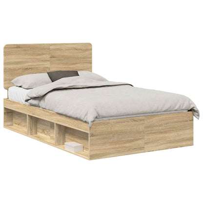 Bed Frame with Headboard Sonoma 120 x 200 cm Solid Pine Wood