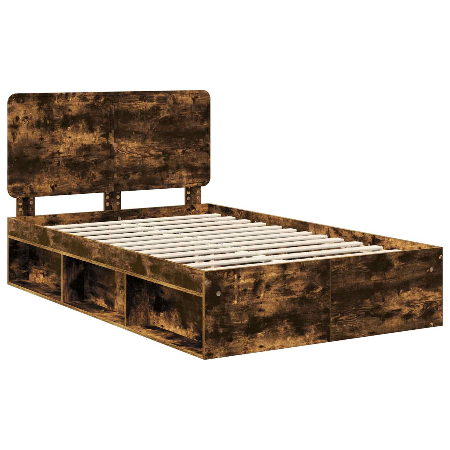 Bed Frame Smoked Oak 120 x 200 cm Solid Pine Wood