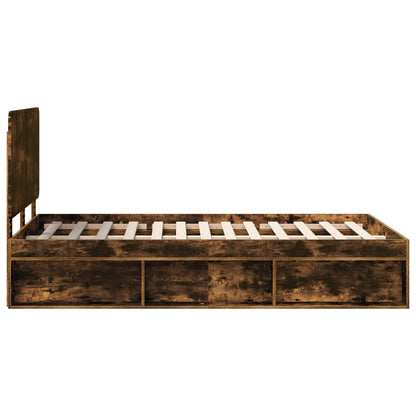 Bed Frame Smoked Oak 120 x 200 cm Solid Pine Wood