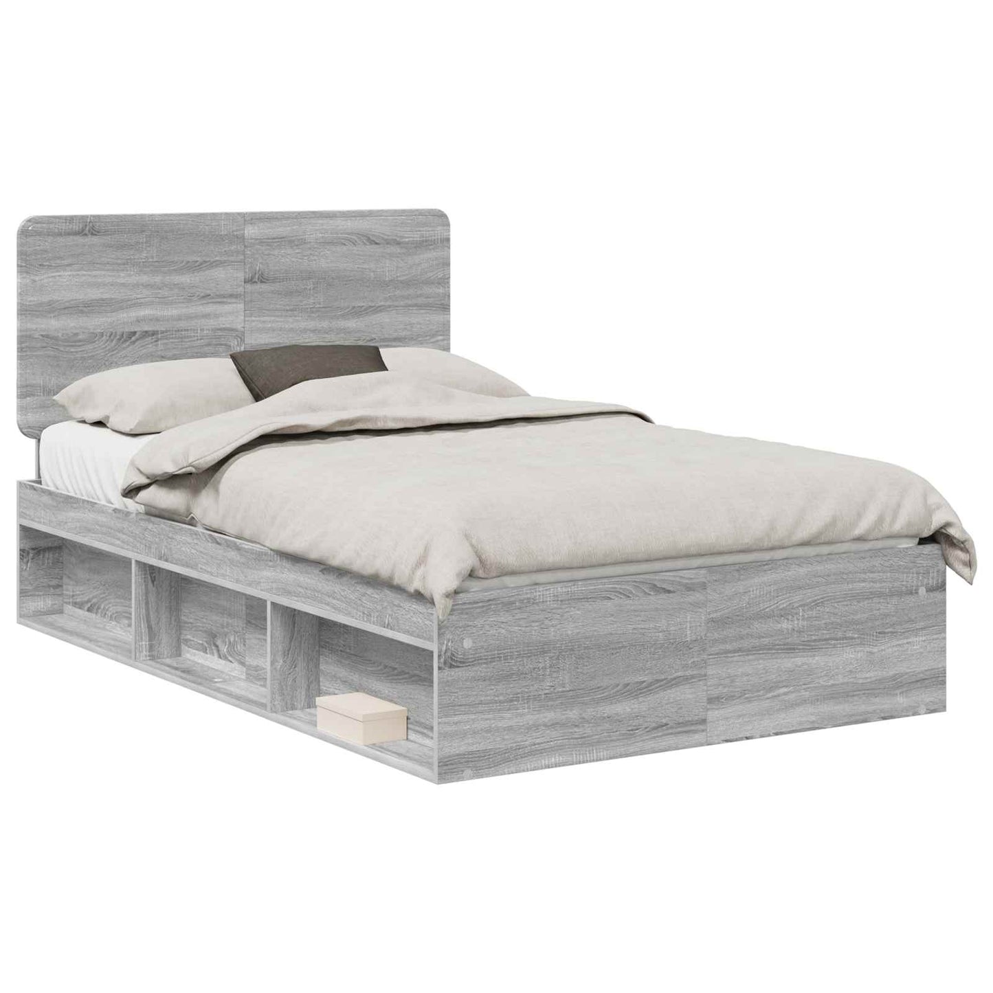 Bed Frame Grey Sonoma 120 x 200 cm Solid Pine Wood