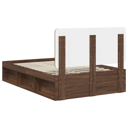 Bed Frame with Headboard Brown Oak 120 x 200 cm Solid Pine Wood
