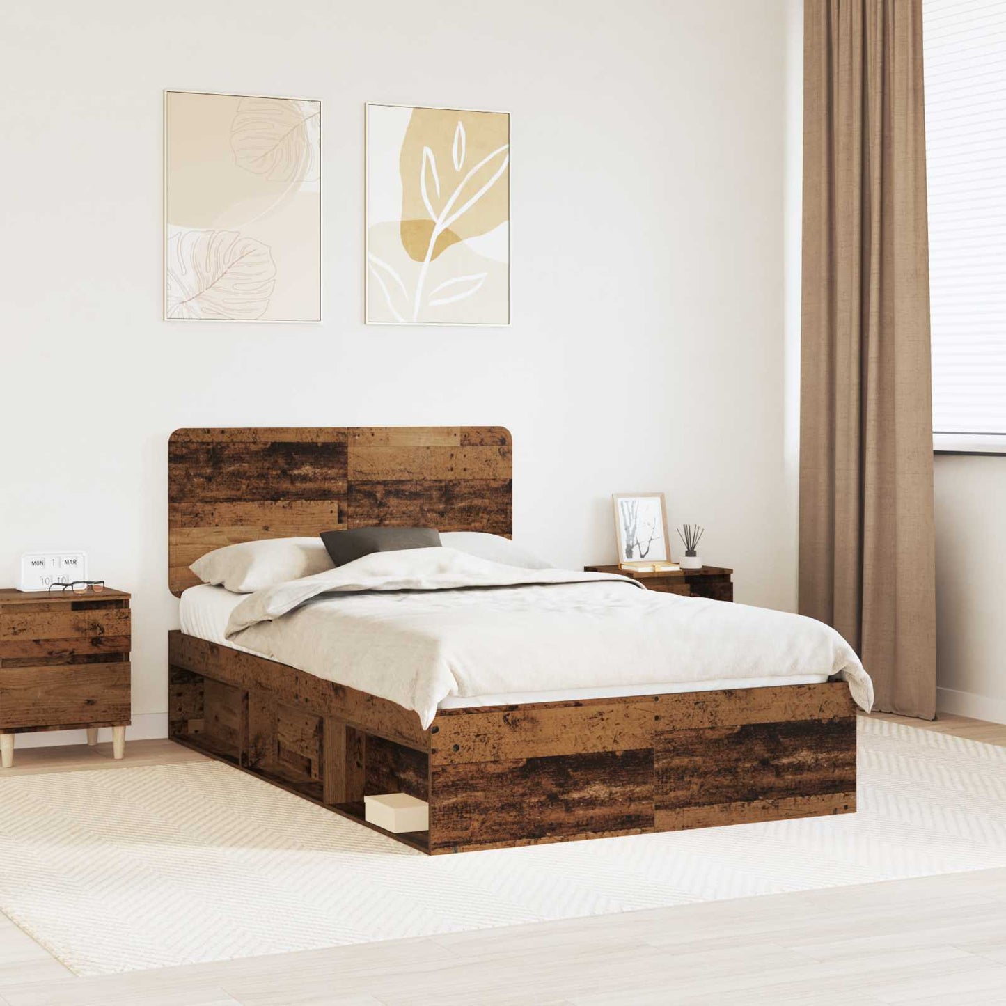 Bed Frame with Headboard Old Wood 120 x 200 cm Solid Pine Wood