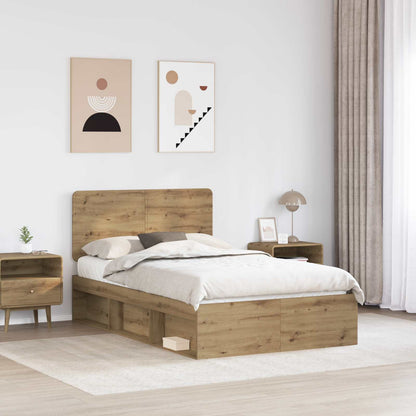 Bed Frame Artisian Oak 120 x 200 cm Solid Pine Wood