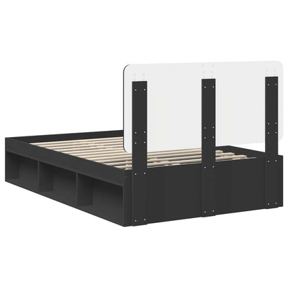 Bed Frame with Headboard Black 120 x 190 cm Solid Pine Wood