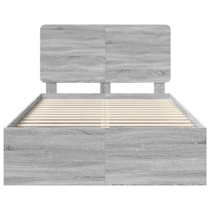 Bed Frame Grey Sonoma 120 x 190 cm Solid Pine Wood