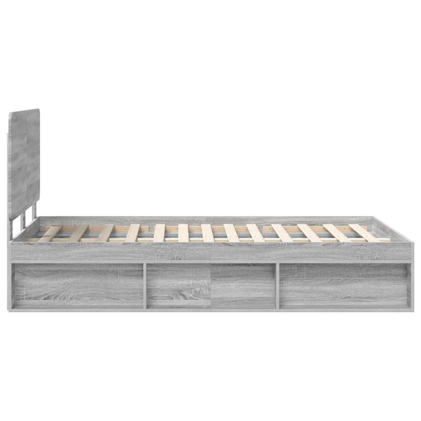 Bed Frame Grey Sonoma 120 x 190 cm Solid Pine Wood