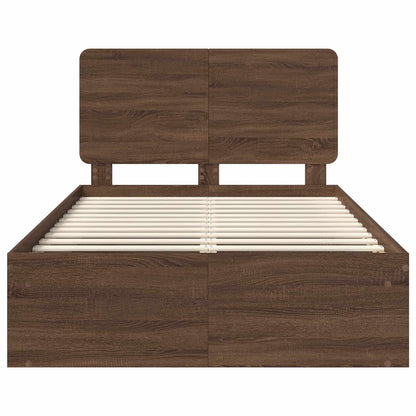 Bed Frame with Headboard Brown Oak 120 x 190 cm Solid Pine Wood