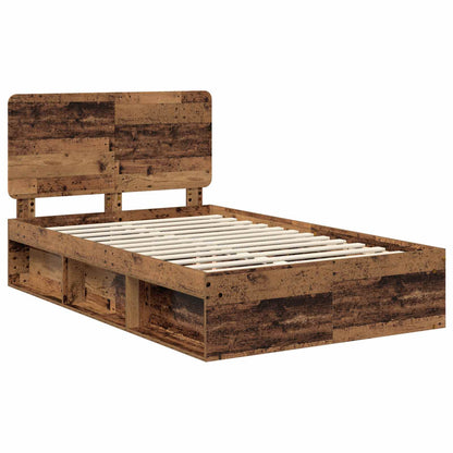 Bed Frame with Headboard Old Wood 120 x 190 cm Solid Pine Wood