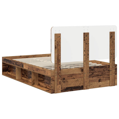 Bed Frame with Headboard Old Wood 120 x 190 cm Solid Pine Wood