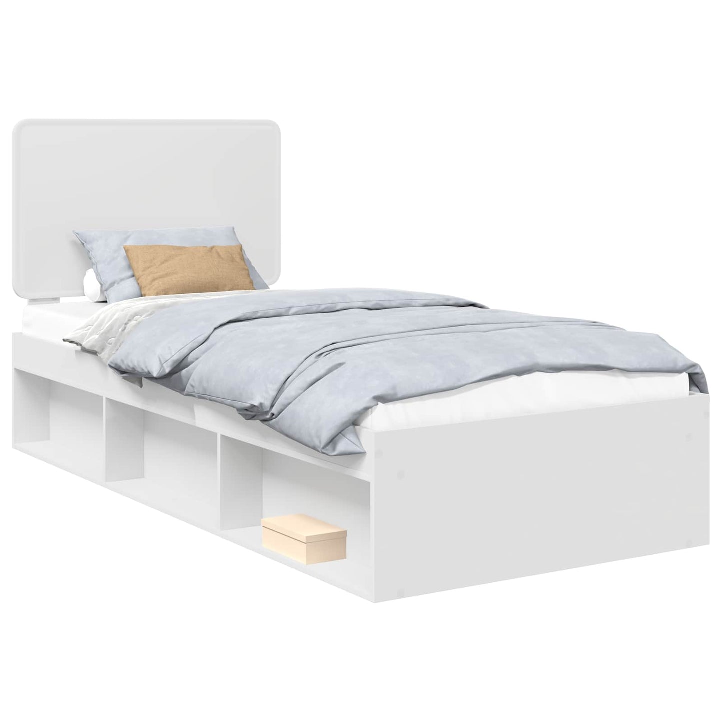 Bed Frame with Headboard White 100 x 200 cm Solid Pine Wood