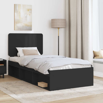 Bed Frame with Headboard Black 100 x 200 cm Solid Pine Wood