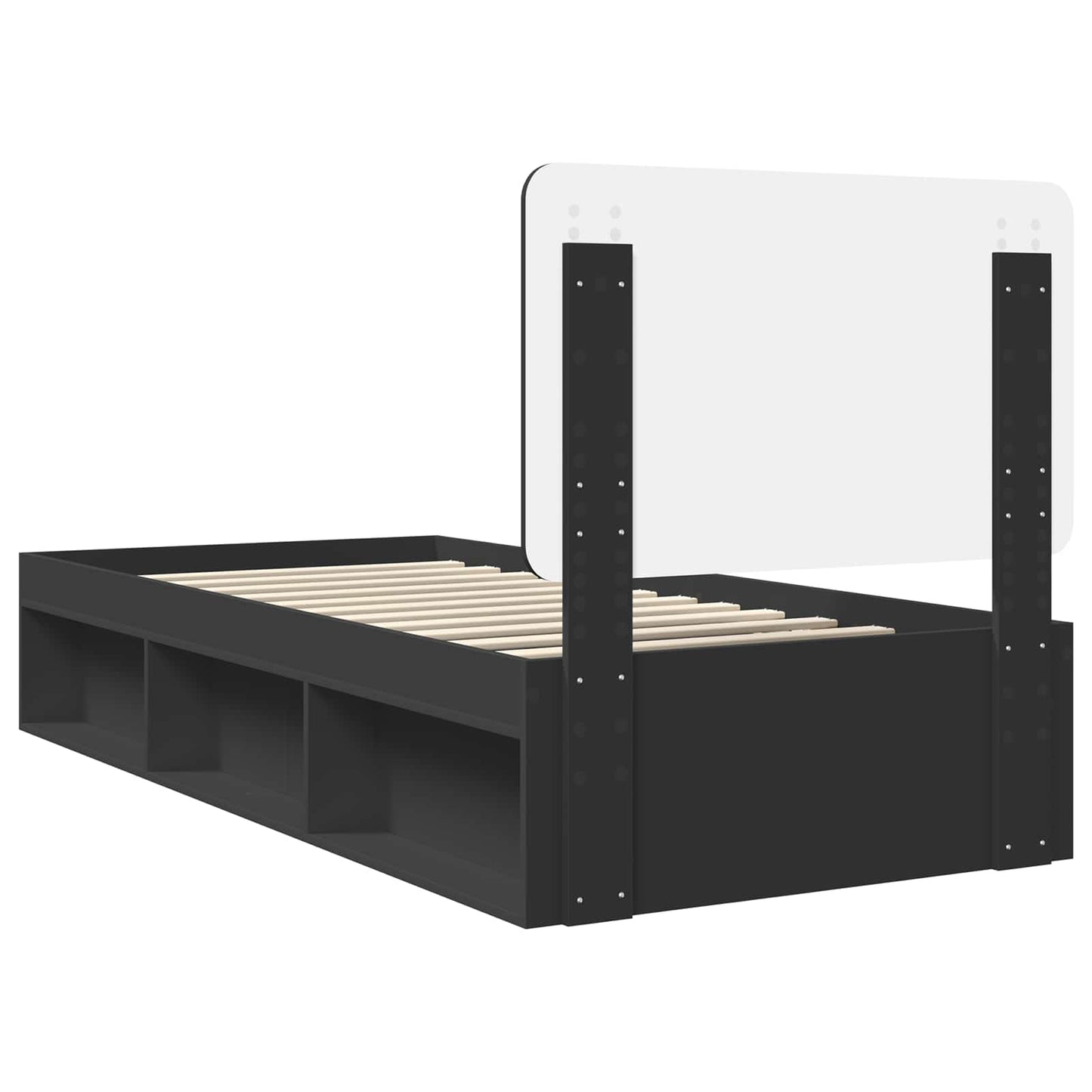 Bed Frame with Headboard Black 100 x 200 cm Solid Pine Wood