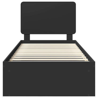 Bed Frame with Headboard Black 100 x 200 cm Solid Pine Wood