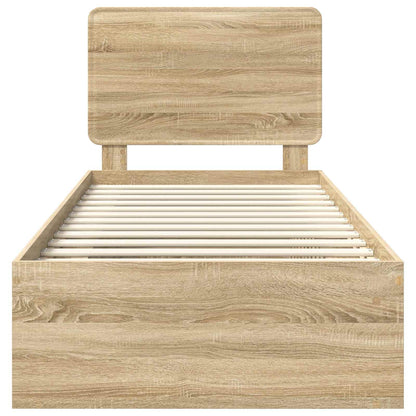 Bed Frame with Headboard Sonoma 100 x 200 cm Solid Pine Wood