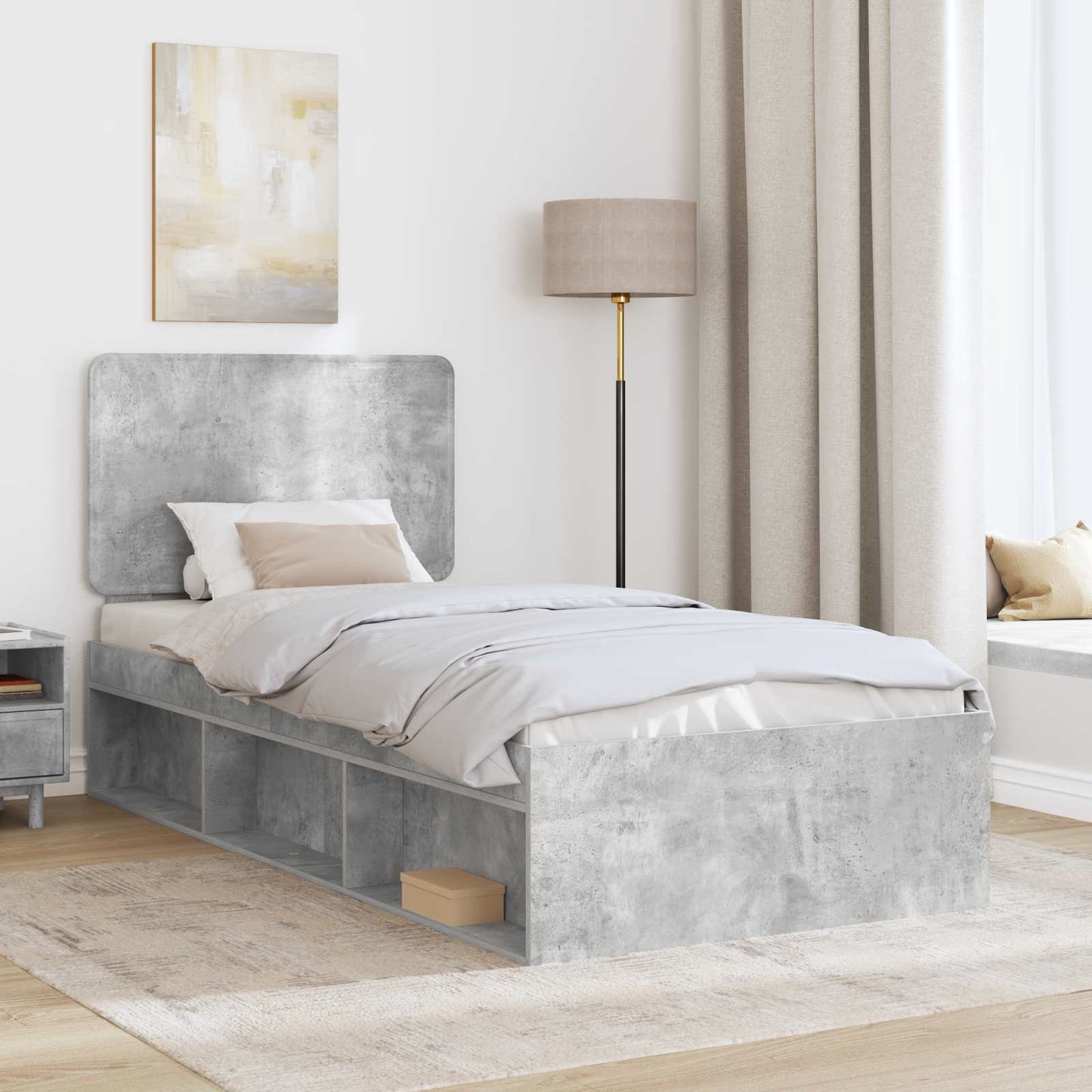 Bed Frame Concerte Grey 100 x 200 cm Solid Pine Wood