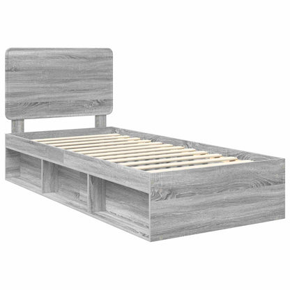 Bed Frame Grey Sonoma 100 x 200 cm Solid Pine Wood