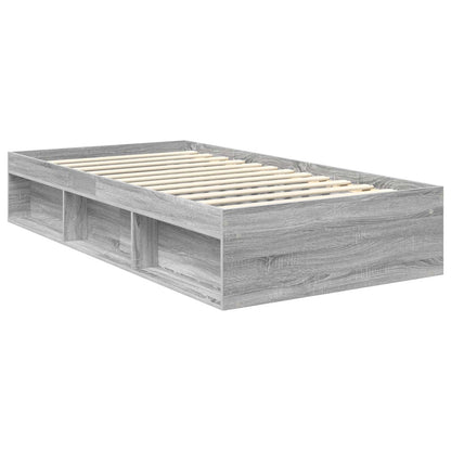 Bed Frame Grey Sonoma 100 x 200 cm Solid Pine Wood