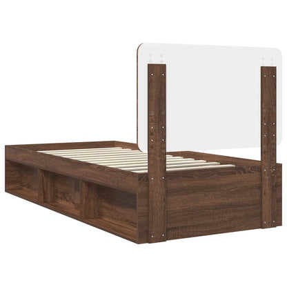 Bed Frame with Headboard Brown Oak 100 x 200 cm Solid Pine Wood