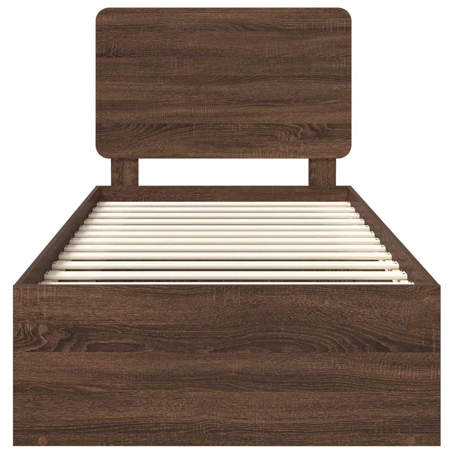 Bed Frame with Headboard Brown Oak 100 x 200 cm Solid Pine Wood