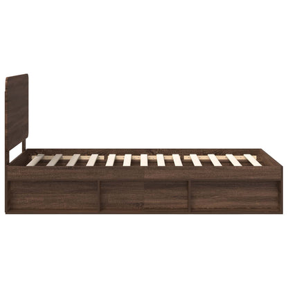 Bed Frame with Headboard Brown Oak 100 x 200 cm Solid Pine Wood