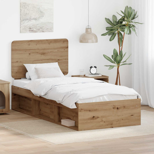 Bed Frame Artisian Oak 100 x 200 cm Solid Pine Wood