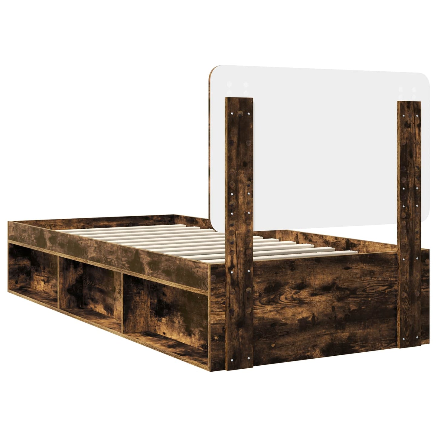 Bed Frame with Headboard Smoked Oak 90 x 200 cm Solid Pine Wood