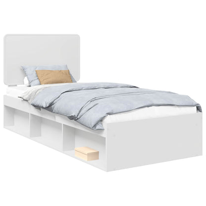Bed Frame with Headboard White 90 x 190 cm Solid Pine Wood