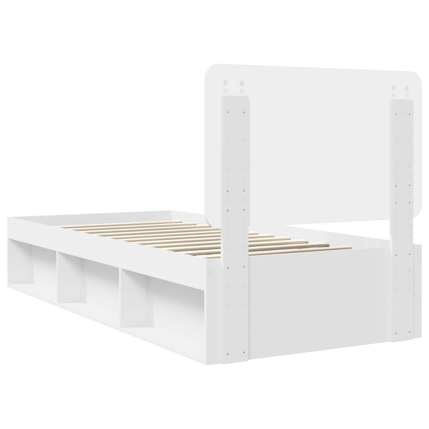 Bed Frame with Headboard White 90 x 190 cm Solid Pine Wood
