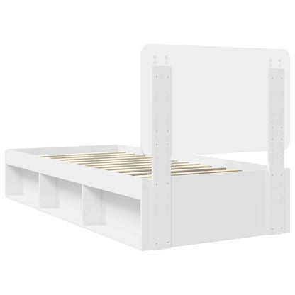 Bed Frame with Headboard White 90 x 190 cm Solid Pine Wood