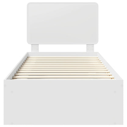 Bed Frame with Headboard White 90 x 190 cm Solid Pine Wood