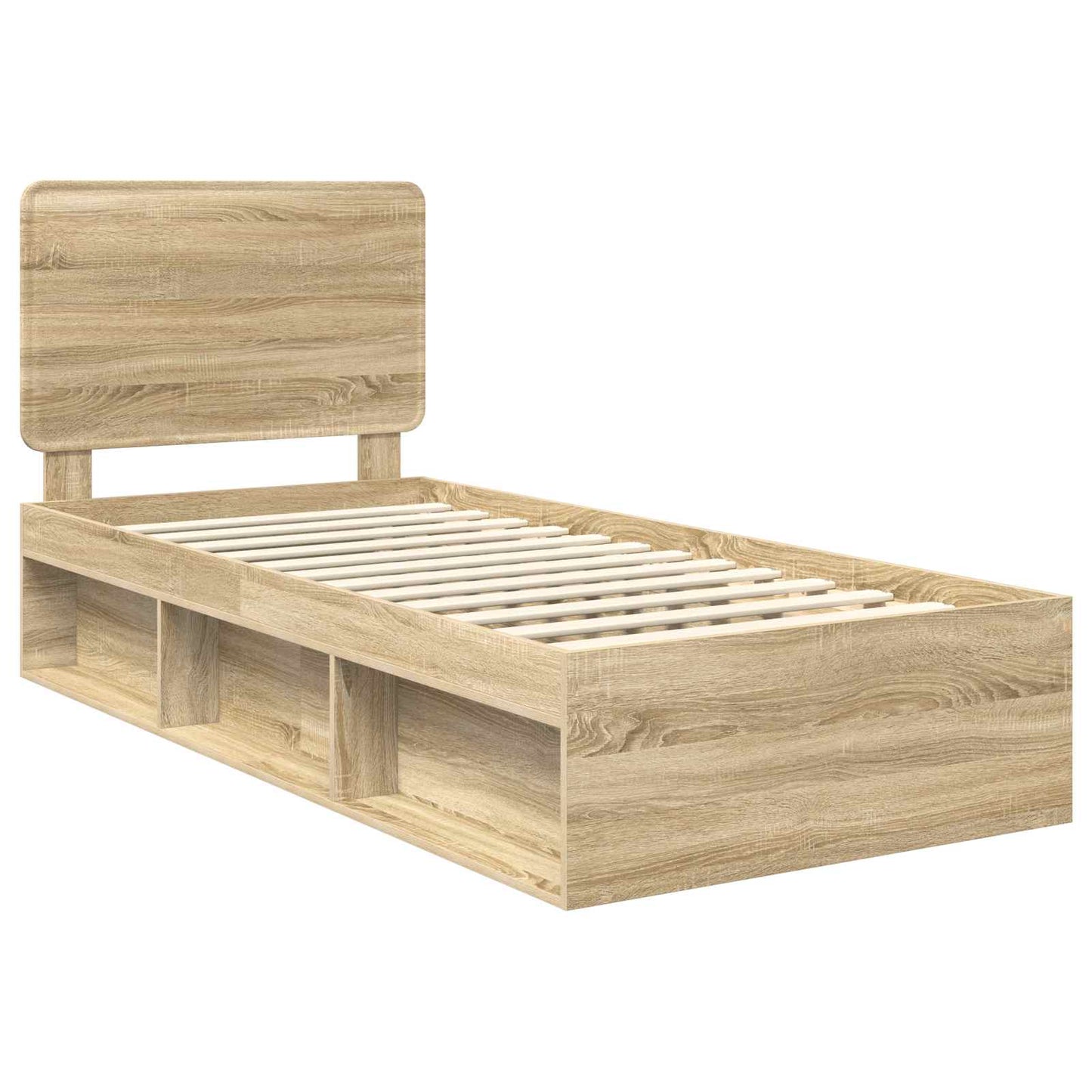 Bed Frame with Headboard Sonoma 90 x 190 cm Solid Pine Wood