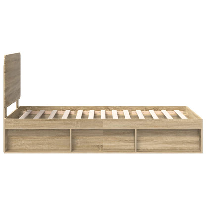 Bed Frame with Headboard Sonoma 90 x 190 cm Solid Pine Wood