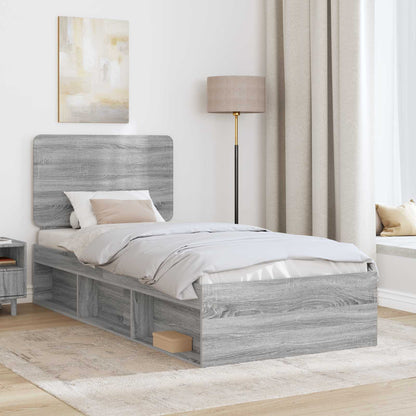 Bed Frame Grey Sonoma 90 x 190 cm Solid Pine Wood