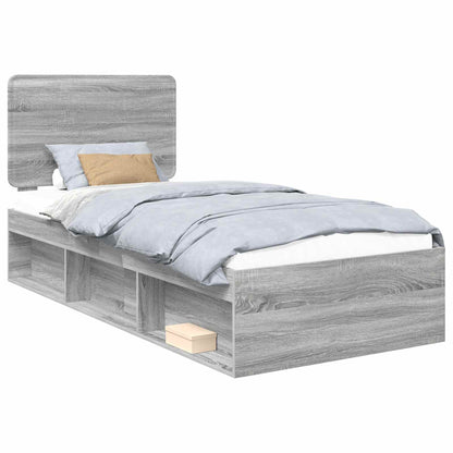 Bed Frame Grey Sonoma 90 x 190 cm Solid Pine Wood