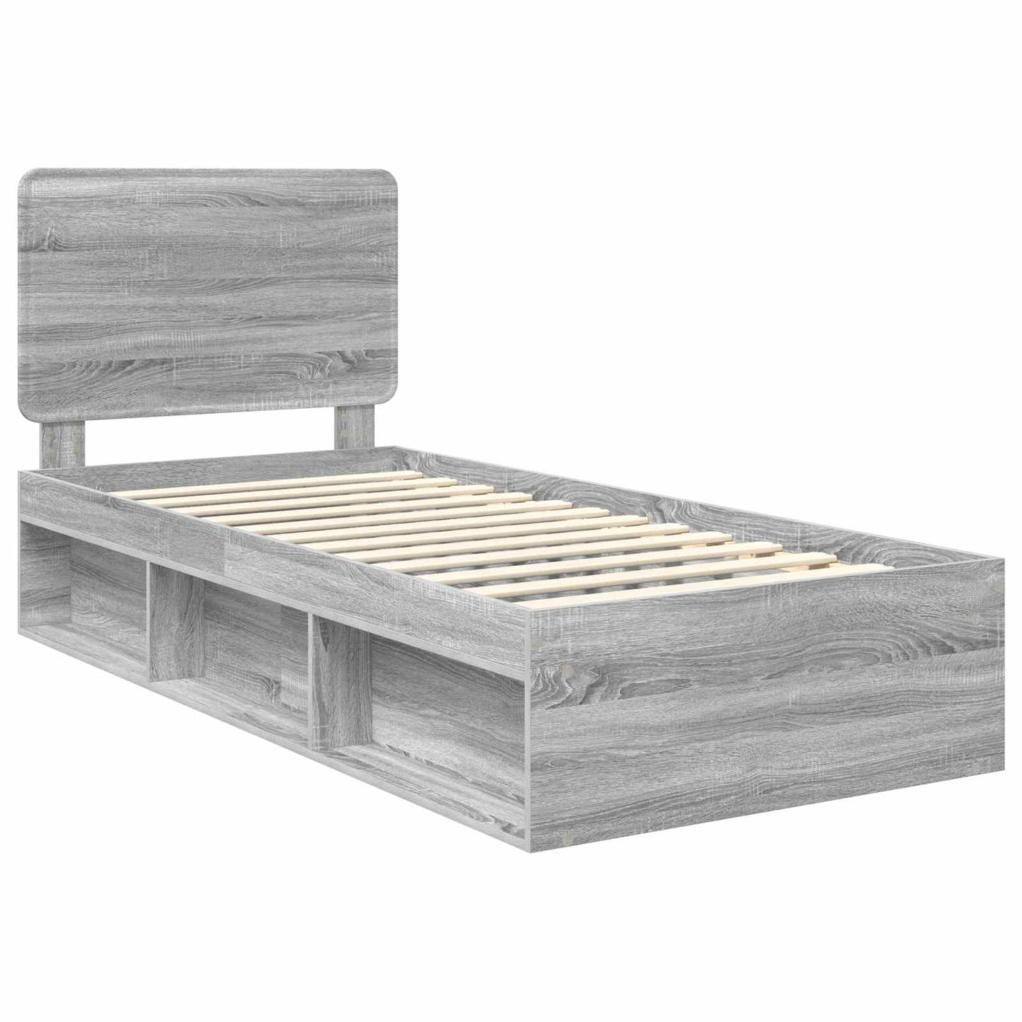 Bed Frame Grey Sonoma 90 x 190 cm Solid Pine Wood