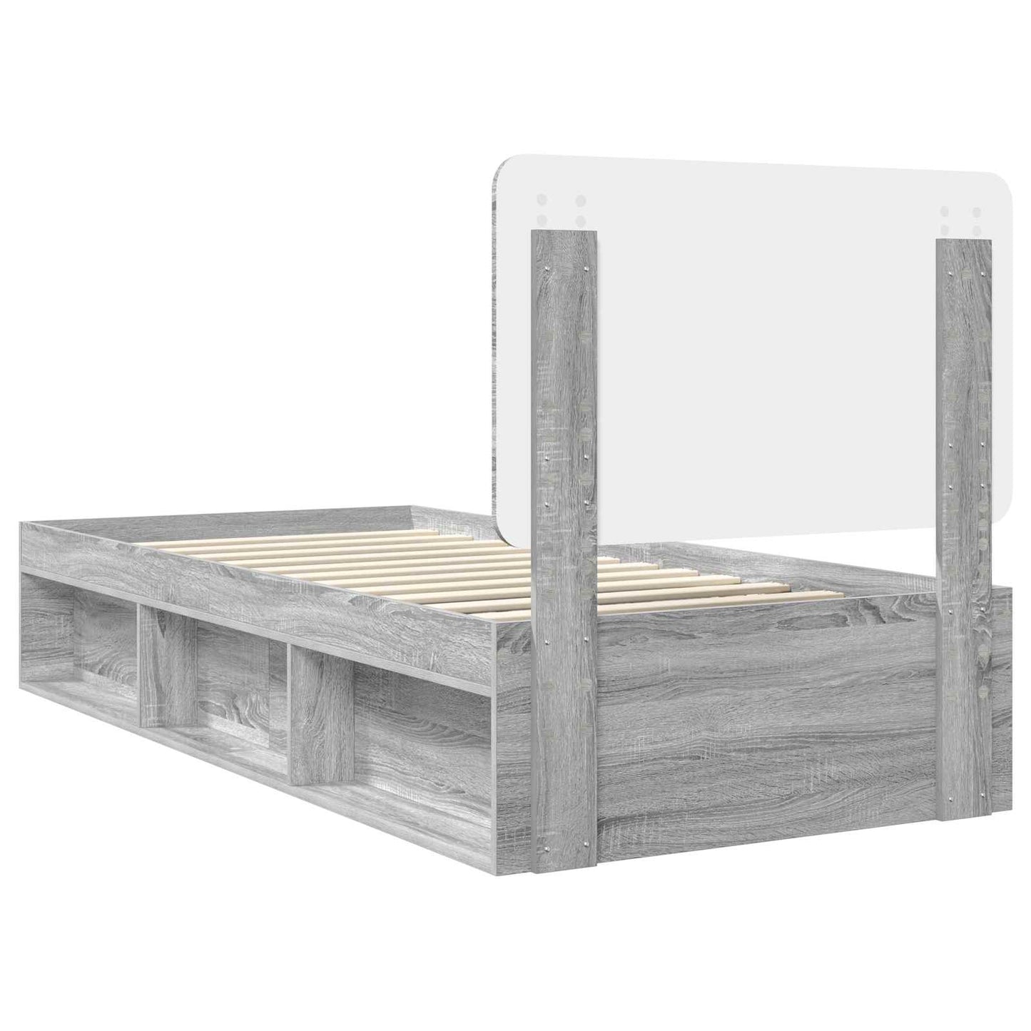 Bed Frame Grey Sonoma 90 x 190 cm Solid Pine Wood