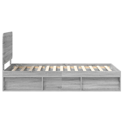 Bed Frame Grey Sonoma 90 x 190 cm Solid Pine Wood