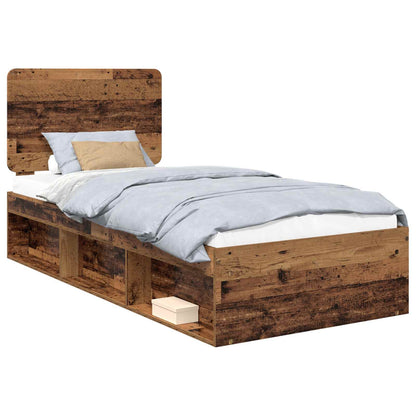 Bed Frame with Headboard Old Wood 90 x 190 cm Solid Pine Wood