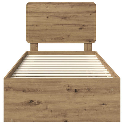 Bed Frame Artisian Oak 90 x 190 cm Solid Pine Wood