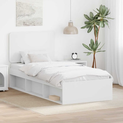 Bed Frame with Headboard White 75 x 190 cm Solid Pine Wood