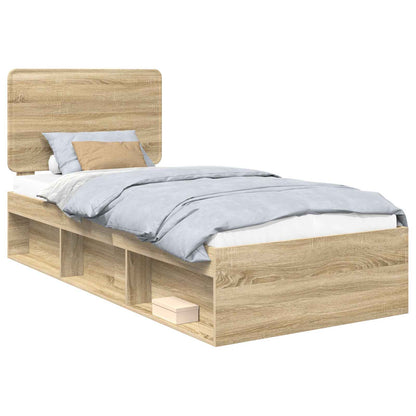 Bed Frame with Headboard Sonoma Oak 75 x 190 cm Solid Pine Wood
