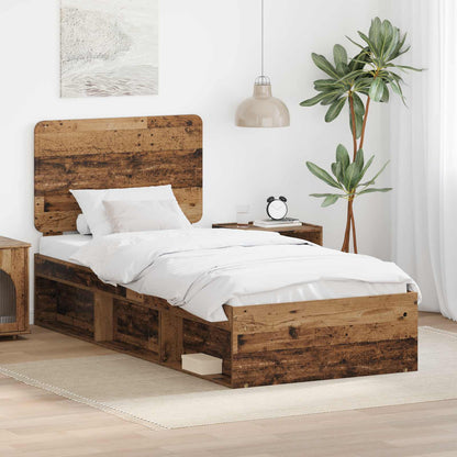 Bed Frame with Headboard Old Wood 75 x 190 cm Solid Pine Wood